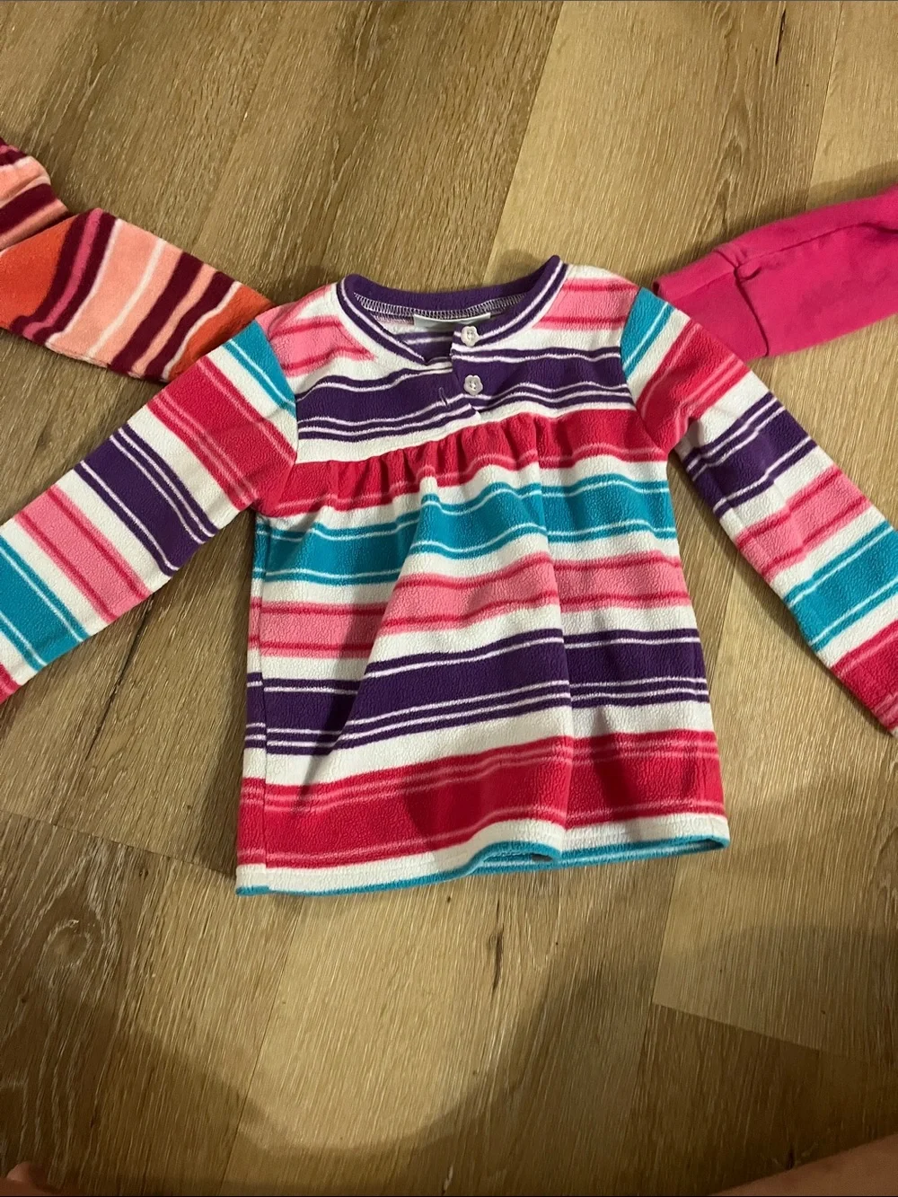 Girls' Multi-Stripe Hooded Fleece & Pink Hooded Jacket Set